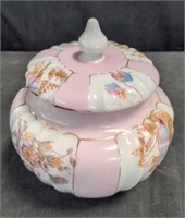 Floral porcelain covered bowl