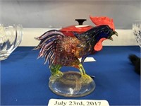 HAND BLOWN ITALIAN GLASS ROOSTER BY MURANO, MADE