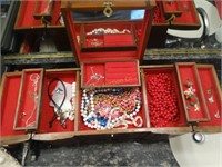 Wood Jewelry box w/contents