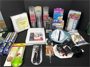 Useful items latex gloves, kitchen utensils alu
