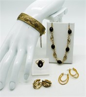 5 Piece Gold Tone Vintage Jewelry