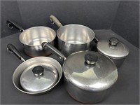 Revere ware 5 pcs some with lids