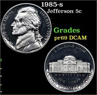 Proof 1985-s Jefferson Nickel 5c Grades GEM++ Proo