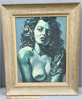 Blue Nude Portrait by Peers Oil Painting on Canvas