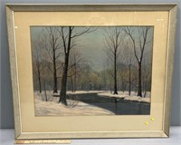 Herbert Foerster Winter Landscape Pastel Painting