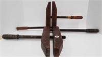 2 ANTIQUE WOOD CLAMPS