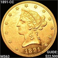 1891-CC $10 Gold Eagle CHOICE BU