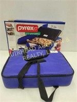 PYREX PORTABLES, 13X9 WITH LID & CARRIER NEEDS