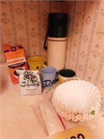 Coffee items: Mugs - Filters - Coffee - Cheese