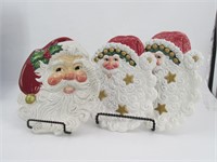 Three Fitz & Floyd Ceramic  Santa Wall Hangings