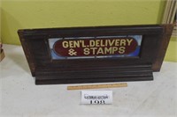 Stained Glass Delevery & Stamps Sign
