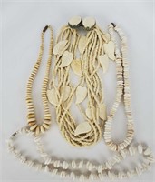 Vintage Carved Bone Necklace And Puka Shells