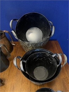 Three Antique Oil Cans and a Graduated Set of
