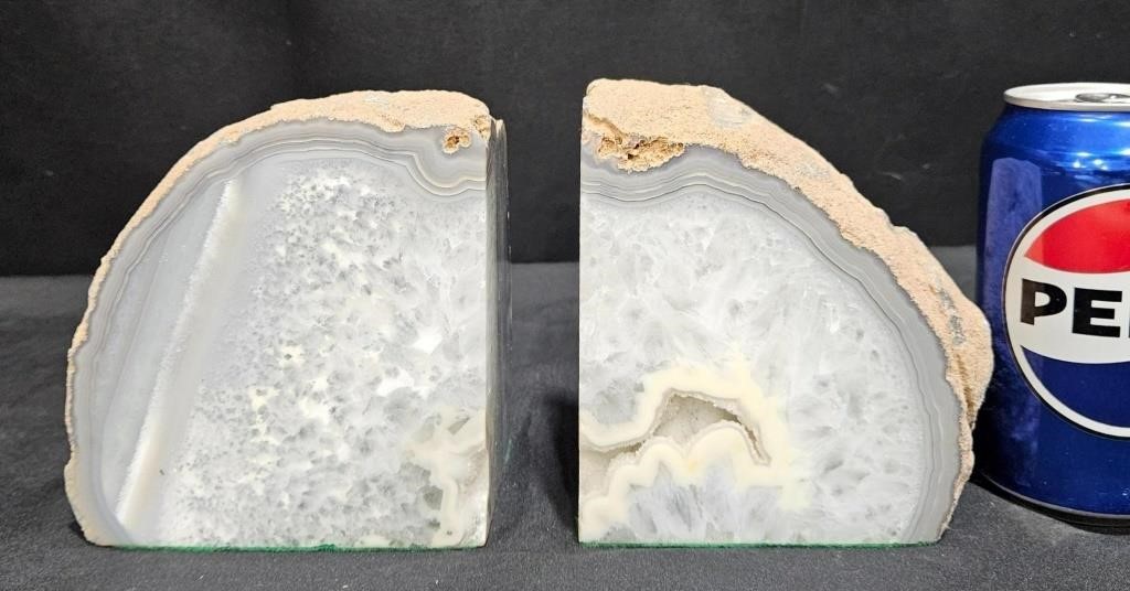 Pair of Geode Rock Crystal Bookends