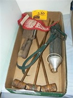 FLAT WITH BELLEVILLE PENNANT, GARDEN TOOLS, ICE