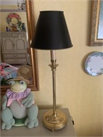 Pair of brass lamps with black shades