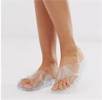 New ASOS Fruity Jelly Flat Sandals In Clear Sz 7