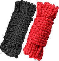 32ft Soft Cotton Rope 8mm - Black+Red