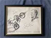 Autograph, Evel Knievel action, photo framed