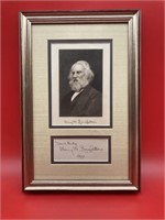 Henry W Longfellow, 1877 inscribed autographed