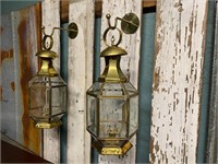 2 brass hanging candle lanterns