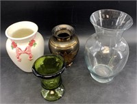 Lot of 4 vases 1 is brass,