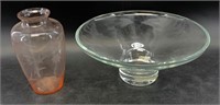 Lot of 2:  Crystal dish 12.75" and a Depression gl