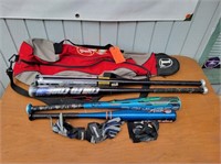 (4) Assorted Baseball Bats, Gloves & Bag