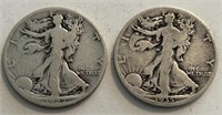 (2) Walking Liberty Half Dollars