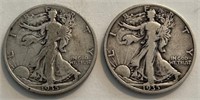 (2) Walking Liberty Half Dollars