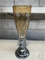 Vintage Brass And Crystal Vase