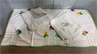 VTG Embroidered Linen Cloth Lot