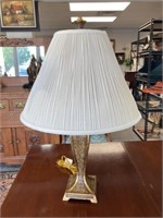 Brown Etched Style Lamp with Cream Shade