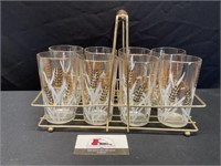 Wheat Glasses With Caddy