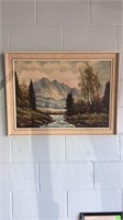 Framed Mountain Scene Painting