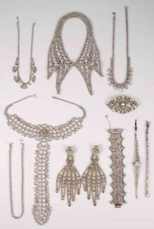 Lot of Statement Rhinestone Costume Jewelry.