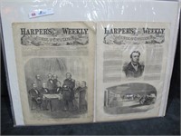 2 HARPER'S WEEKLY NEWSPAPERS 1861 & 1862