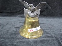 WALL MOUNT BRASS BELL W/ EAGLE ON TOP