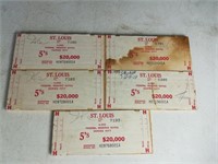 (5) $5 St. Louis Federal Reserve Wood Brick Ends