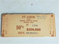 $50 1974 St. Louis Federal Reserve Wood Brick End
