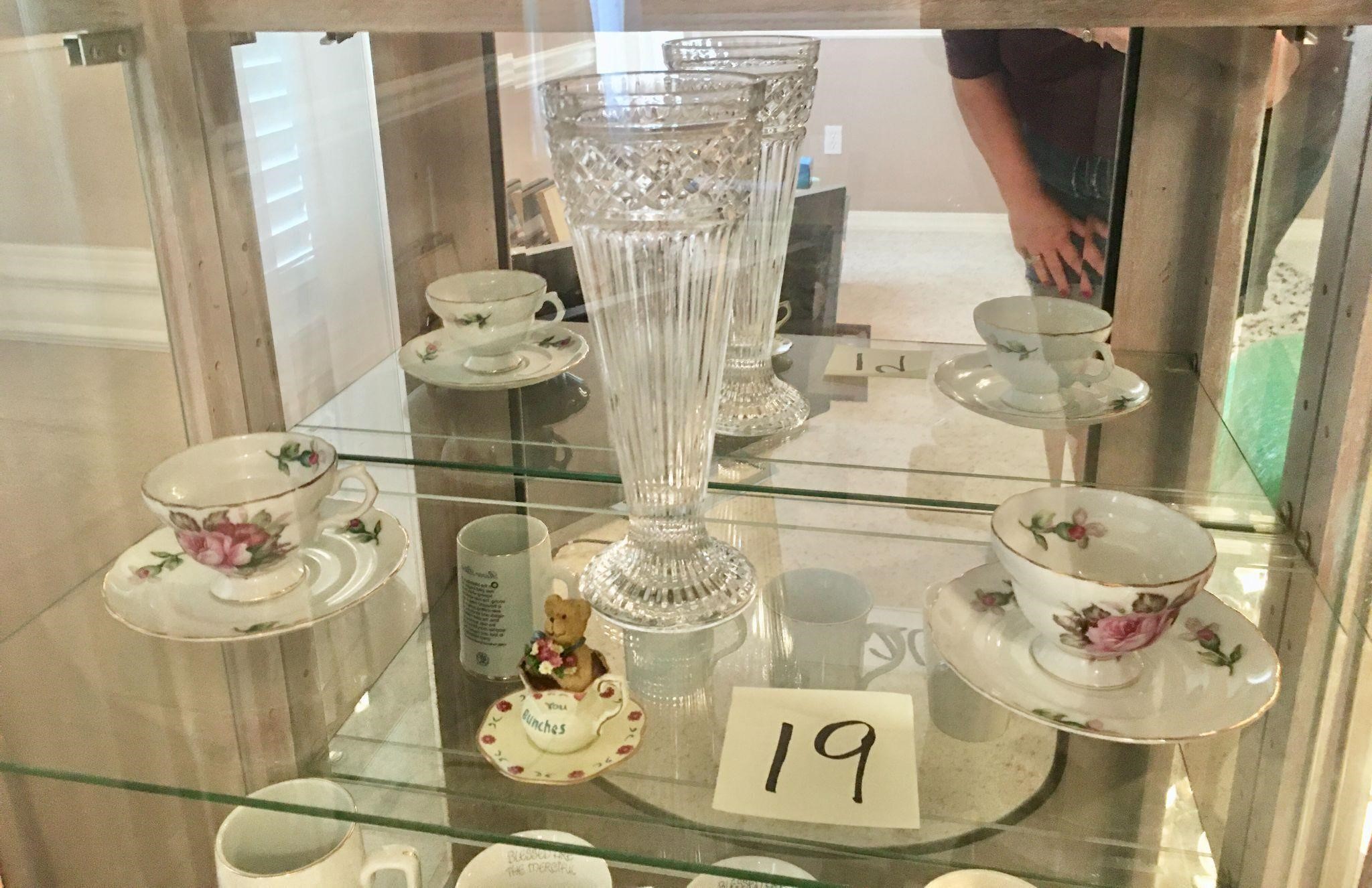 Teacup & Crystal Vase Lot