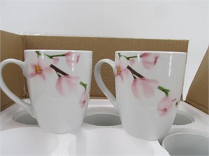 Veweet Set of 6 Coffee Mugs Floral Pink New IN BOX