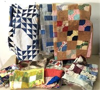 Vtg Patchwork Quilts Flying Geese Block Log Cabin