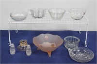 3 Footed Frosted Glass Bowl / Cut Glass