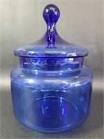 Large Cobalt Blue Glass Canister with Lid