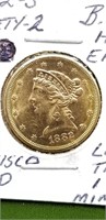 1882 S GOLD 5 DOLLAR EAGLE COIN