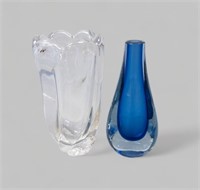 (2) MID CENTURY ART GLASS VASES