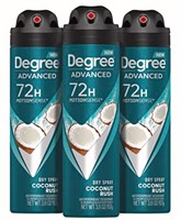 3Pack Degree Advanced 72hr Dry Spray Coconut Rush