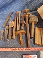Primitive wooden working tools.
