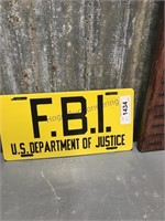 F.B.I. porcelain license plate